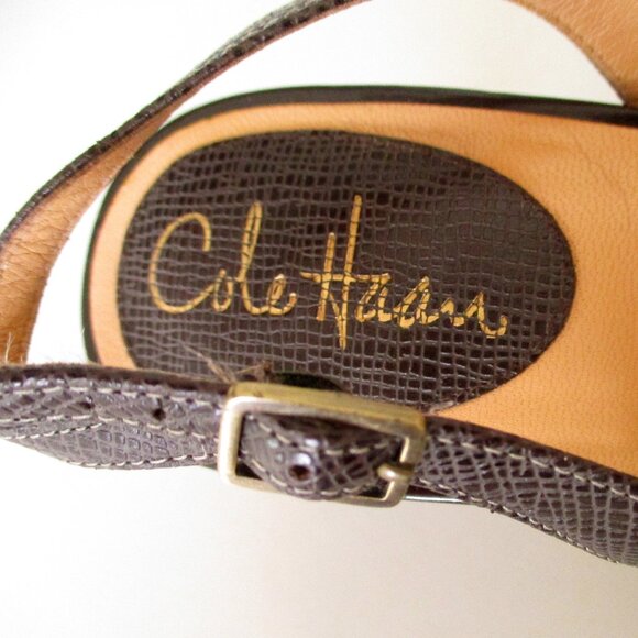 Cole Haan Nike Air Womens Brown Snake Leather Slingback Peep w/3" Heel-Size 8.5M - Picture 8 of 10